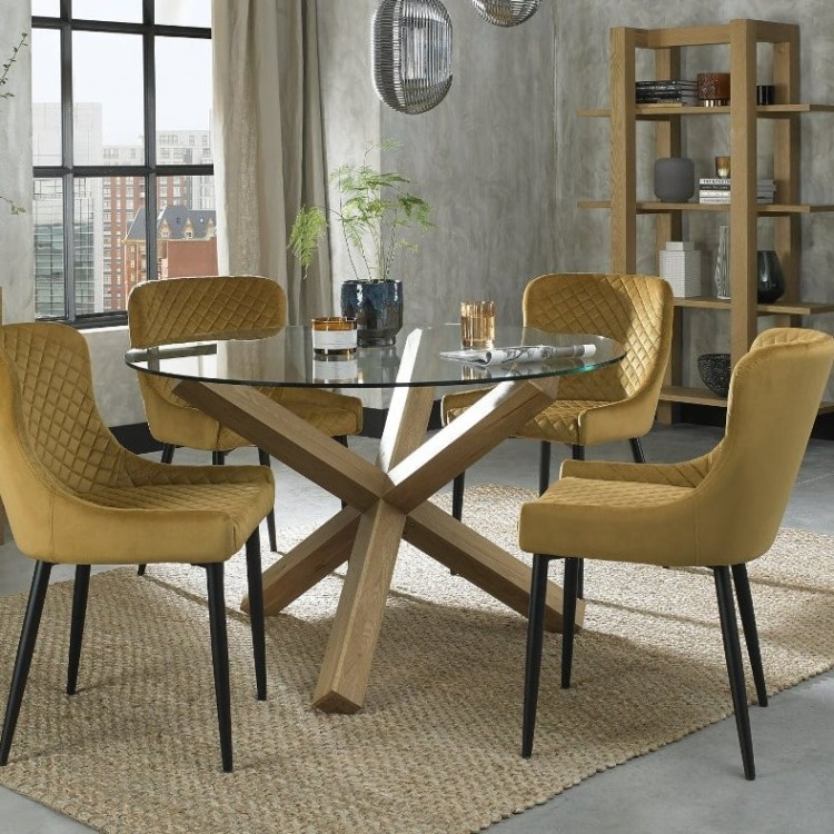 Oak and glass dining deals table and chairs